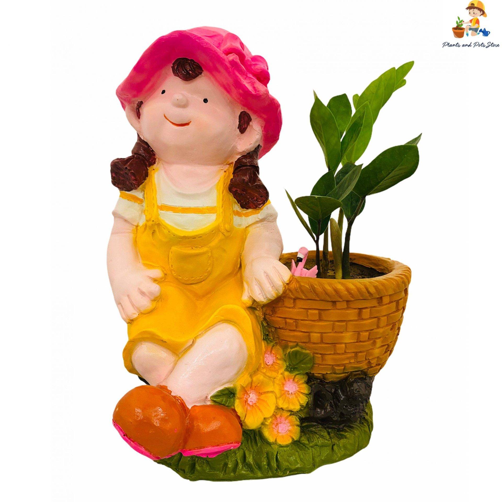 Resin Girl with indoor Plant