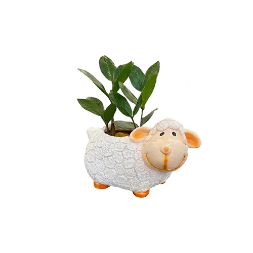 Resin Pot with Indoor Plants - Home Decor